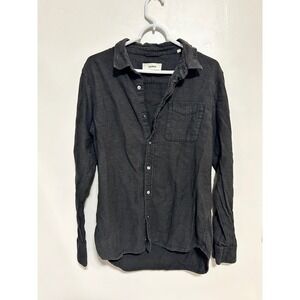 Buck Mason Mens Medium Charcoal Black Cotton Twill Long Sleeve Button Down Shirt